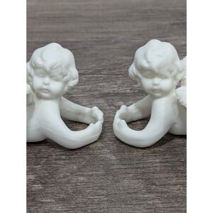 Vintage Treasured Times Snow Angel Candle Climbers 4-Pieces Porcelain Bisque